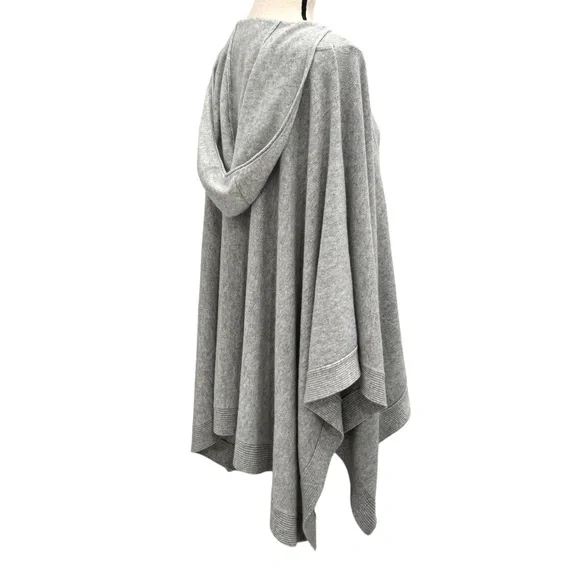 HAUTE HIPPIE GRAY CASHMERE HOODED CAPE PONCHO